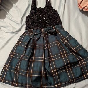 Black Sequin Top Plaid Dress Sz 7/8 Or 2T Children's Place